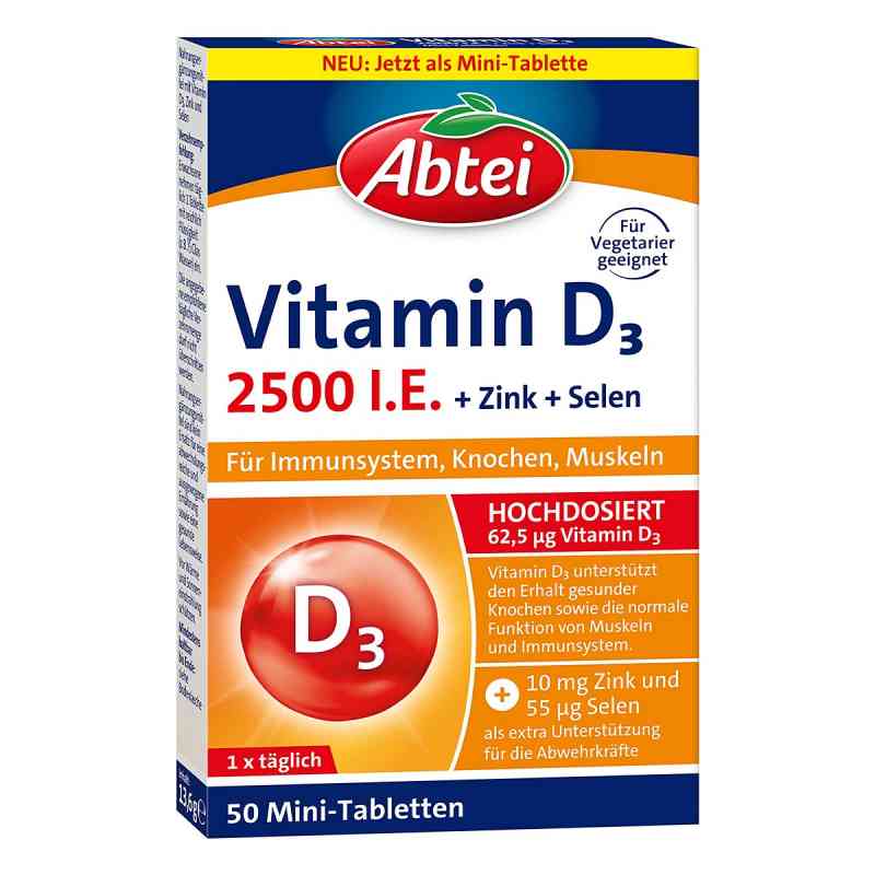 ABTEI Vitamin D3 2500 I.E. + Zink + Selen Mini Tabletten 50 stk von Perrigo Deutschland GmbH PZN 19556326