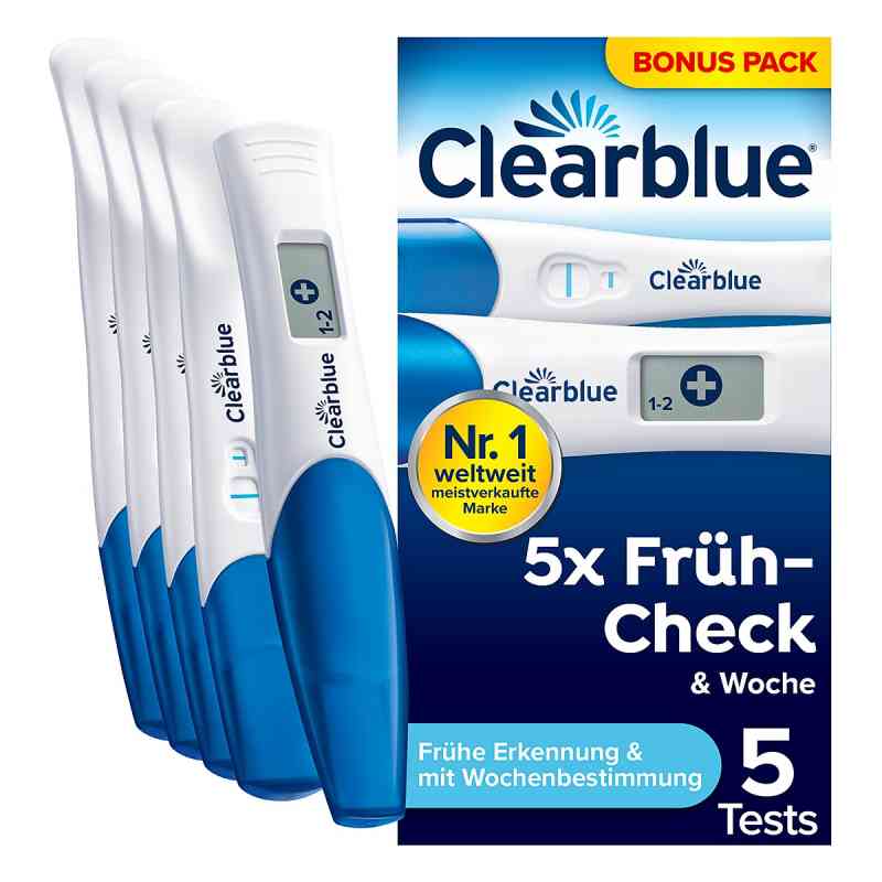 Clearblue Schwangerschaftstest Multicheck 4+1 Urin 5 stk von WICK Pharma - Zweigniederlassung der Procter & Gam PZN 20629148