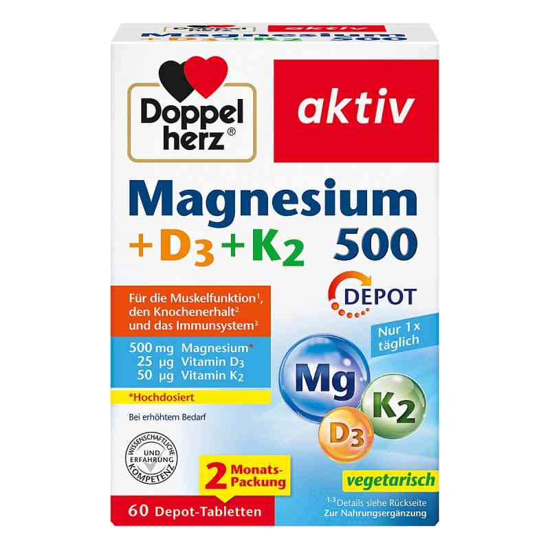 Doppelherz Magnesium 500+d3+k2 Depot Tabletten 60 stk von Queisser Pharma GmbH & Co. KG PZN 17620209
