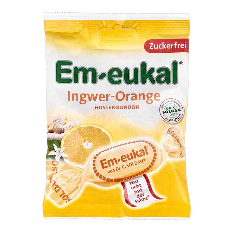 Em Eukal Bonbons Ingwer Orange zuckerfrei 75 g von Dr. C. SOLDAN GmbH PZN 07630170
