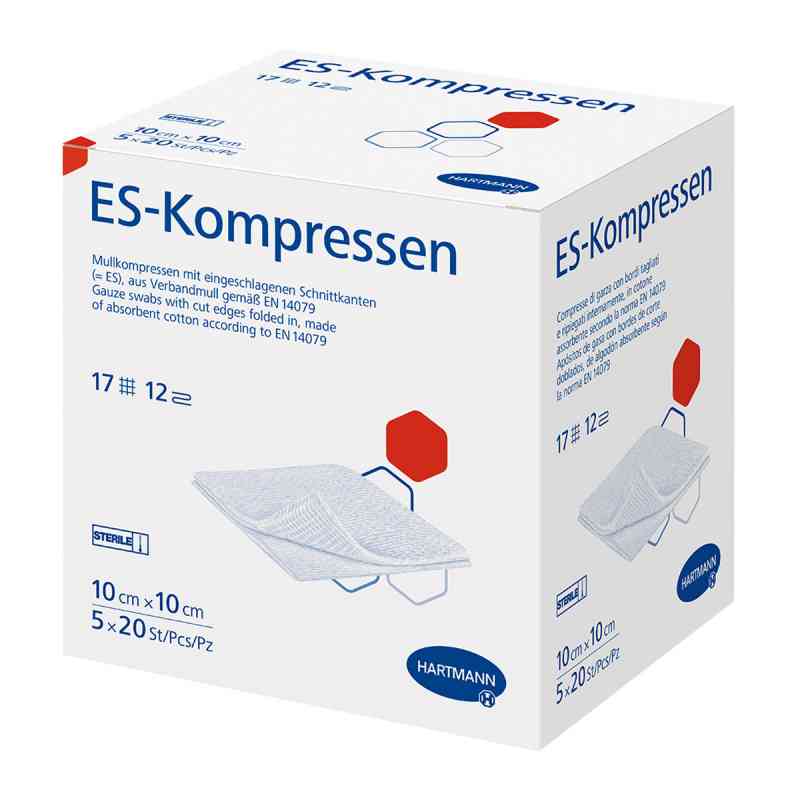 Es-kompressen steril 10x10 cm Grosspackung 5X20 stk von PAUL HARTMANN AG PZN 06454133