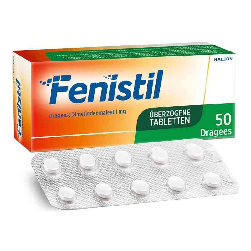 Fenistil Dragees, Dimetindenmaleat 1 mg/Tabl., Antiallergikum 50 stk von GlaxoSmithKline Consumer Healthc PZN 01939854