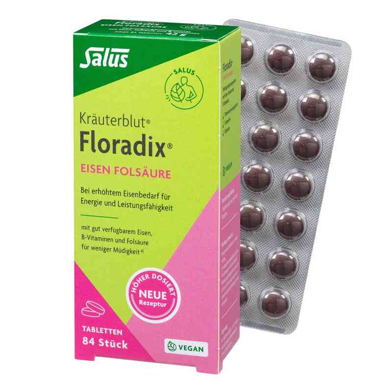 Floradix Eisen Folsäure Tabletten 84 stk von SALUS Pharma GmbH PZN 17617555