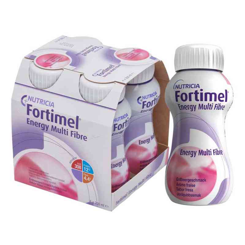 Fortimel Energy Multi Fibre Erdbeergeschmack 4X200 ml von Nutricia GmbH PZN 01125175