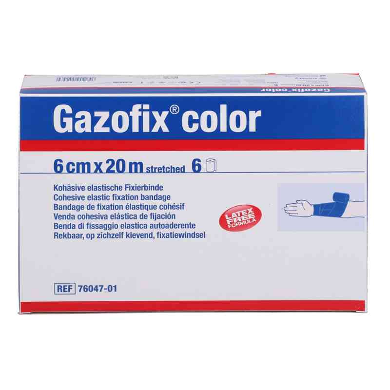 Gazofix color Fixierbinde kohäsiv 6 cmx20 m blau 6 stk von BSN medical GmbH PZN 11587623
