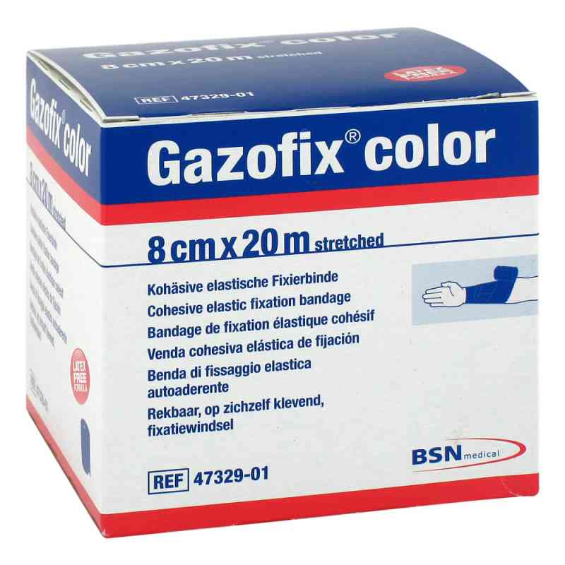 Gazofix color Fixierbinde kohäsiv 8 cmx20 m blau 1 stk von BSN medical GmbH PZN 11587617