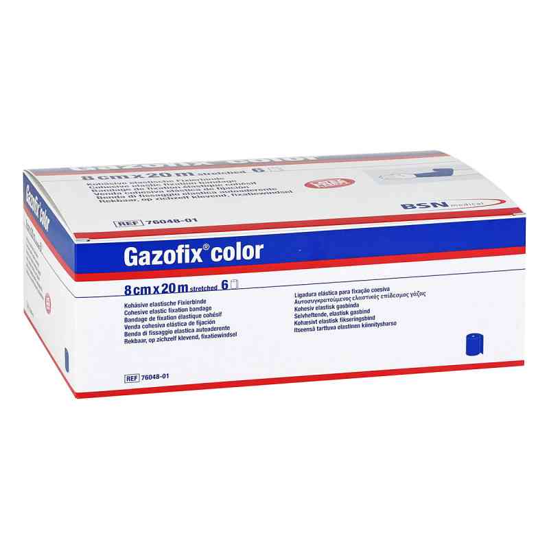 Gazofix color Fixierbinde kohäsiv 8 cmx20 m blau 6 stk von BSN medical GmbH PZN 11587646
