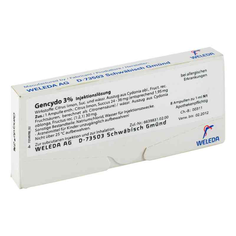 Gencydo 3% Injektionslösung 8 stk von WELEDA AG PZN 01622790