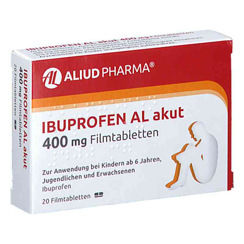 Ibuprofen AL akut 400 mg Filmtabletten bei akuten Schmerzen 20 stk von ALIUD Pharma GmbH PZN 05020875