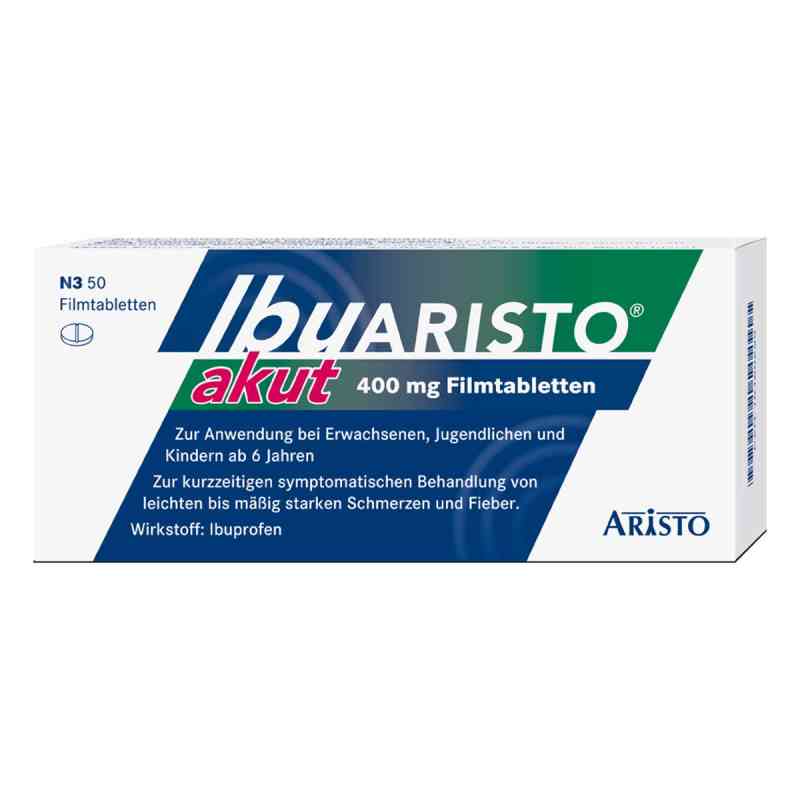 Ibuprofen Ibuaristo akut 400 mg Filmtabletten gegen Schmerzen 50 stk von Aristo Pharma GmbH PZN 16160295