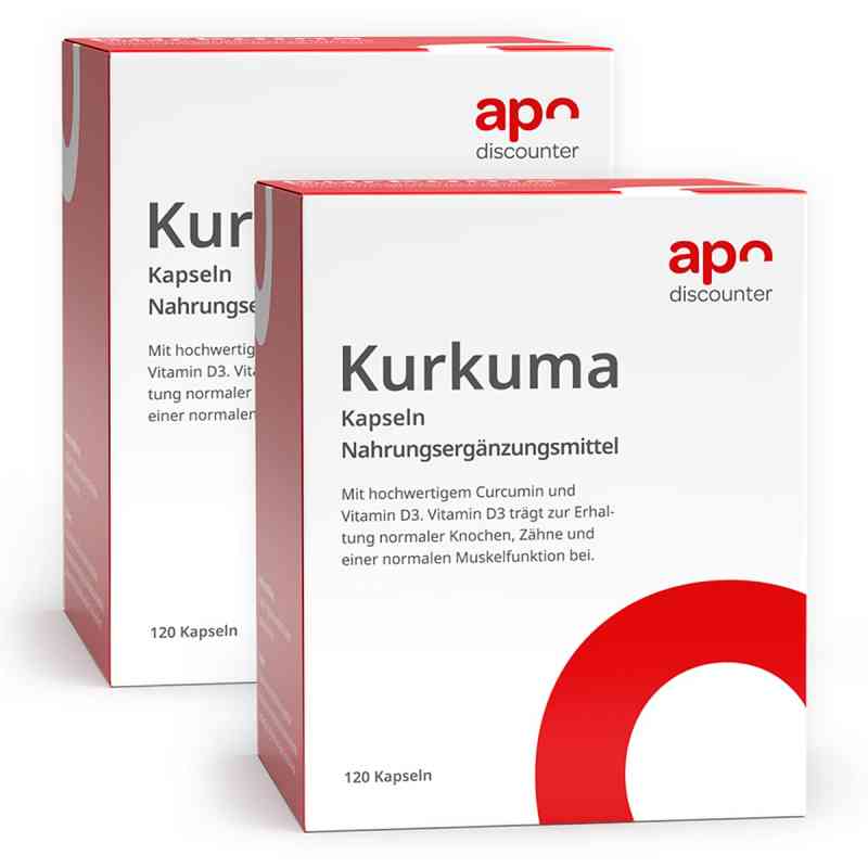 Kurkuma Kapseln mit Vitamin D3 von apodiscounter 2x 120 stk von apo.com Group GmbH PZN 08101853