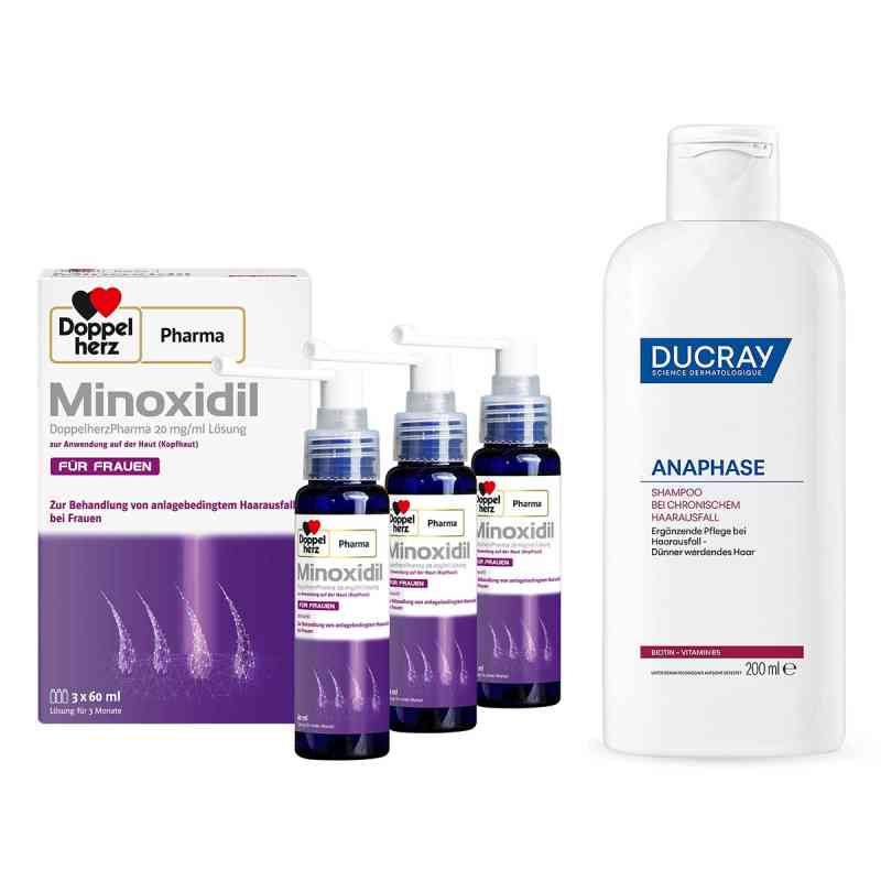 Minoxidil Doppelherz Frauen Lösung (3x60ml) + Anaphase Shampoo 1 Set von  PZN 08107520
