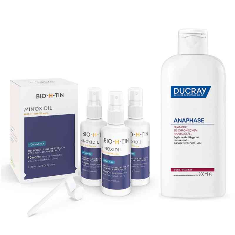 Minoxidil Männer Bio-h-tin® 50mg/ml(3x60ml) + Anaphase Shampoo 1 Set von  PZN 08107521