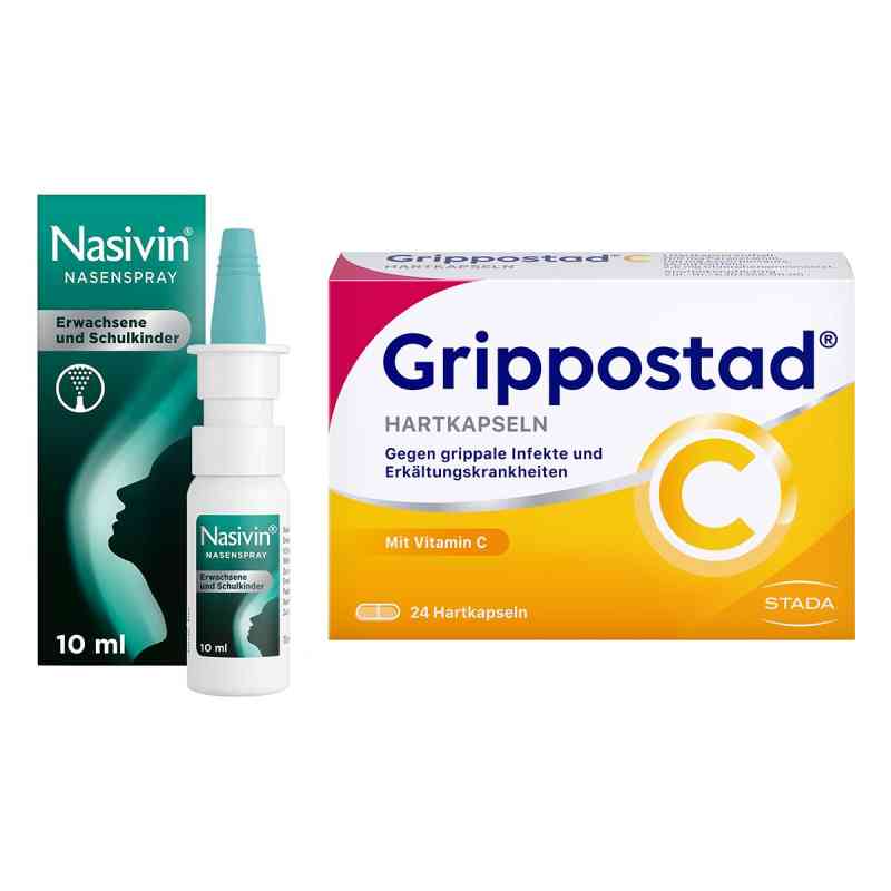 Nasivin Nasenspray 10 ml + Grippostad C Hartkapseln 24 stk 1 stk von  PZN 08102449