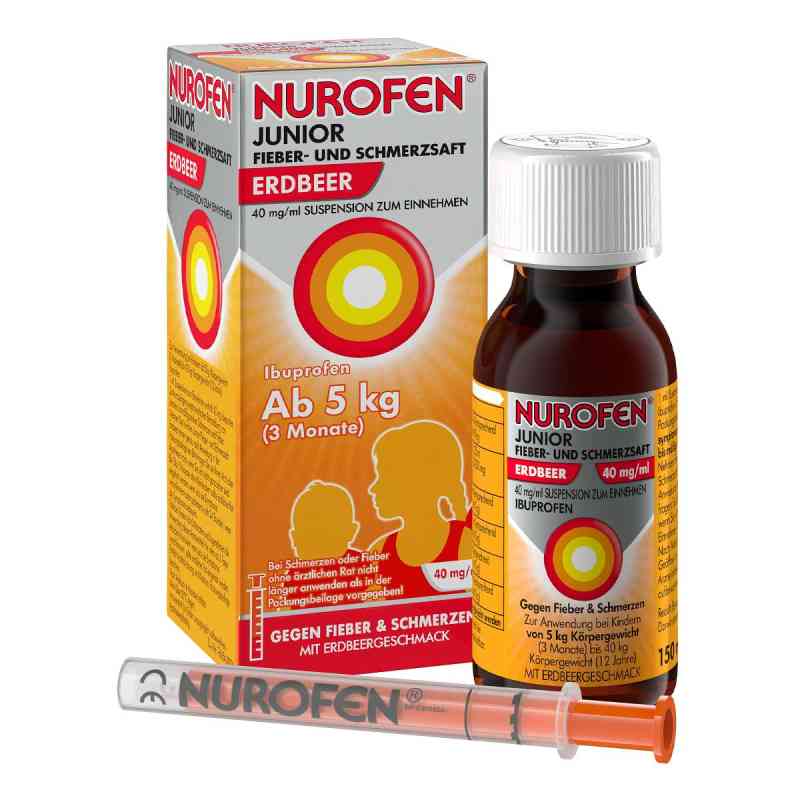 Nurofen Junior Fieber-u.schmerzsaft Erdbe.40 Mg/ml 150 ml von Reckitt Benckiser Deutschland Gm PZN 16538233