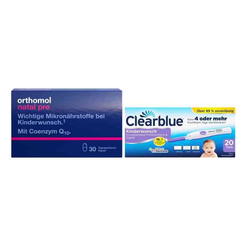 Orthomol Natal pre Kapseln 30 Stk. + Clearblue Ovulationstest 1 Set von  PZN 08102414