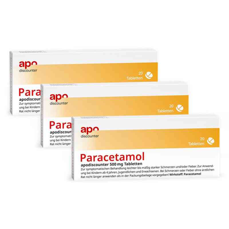 Paracetamol 500 mg von apodiscounter 3x20 stk von Fairmed Healthcare GmbH PZN 08102763