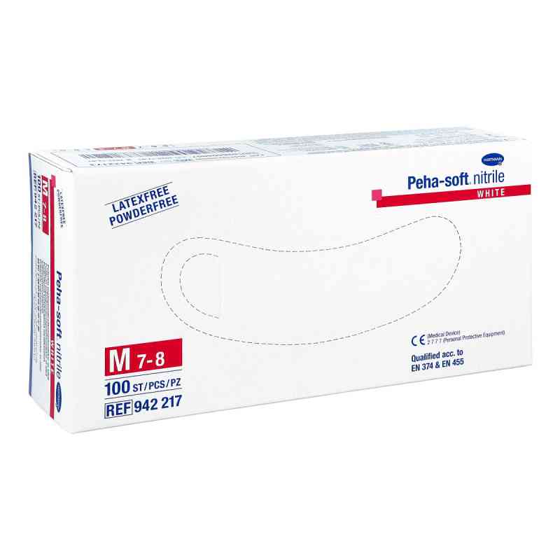 Peha Soft nitrile white Unt.hands. pud.fr. unsteril M 100 stk von PAUL HARTMANN AG PZN 09339036