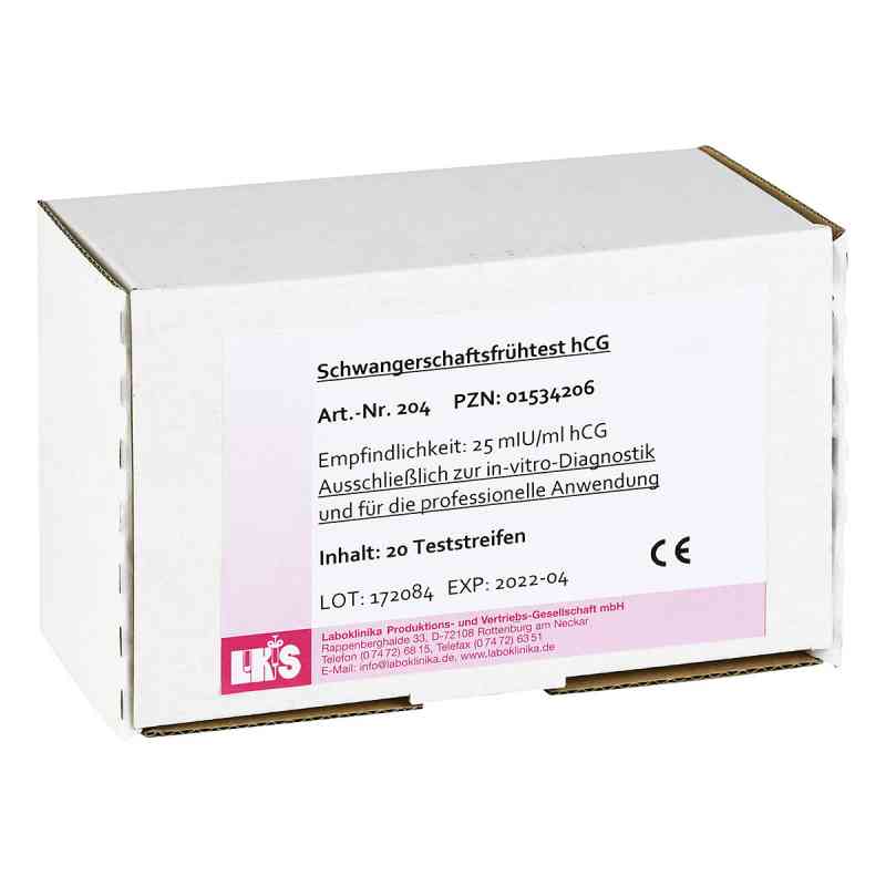 Schwangerschaftsfrühtest Urin Hcg Teststreifen 20 stk von Laboklinika Produktions-und Vert PZN 01534206