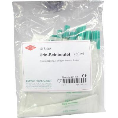 Urin Beinbeutel rückl.sp.m.abl.schräg 750 ml 10 stk von Büttner-Frank GmbH PZN 07517120