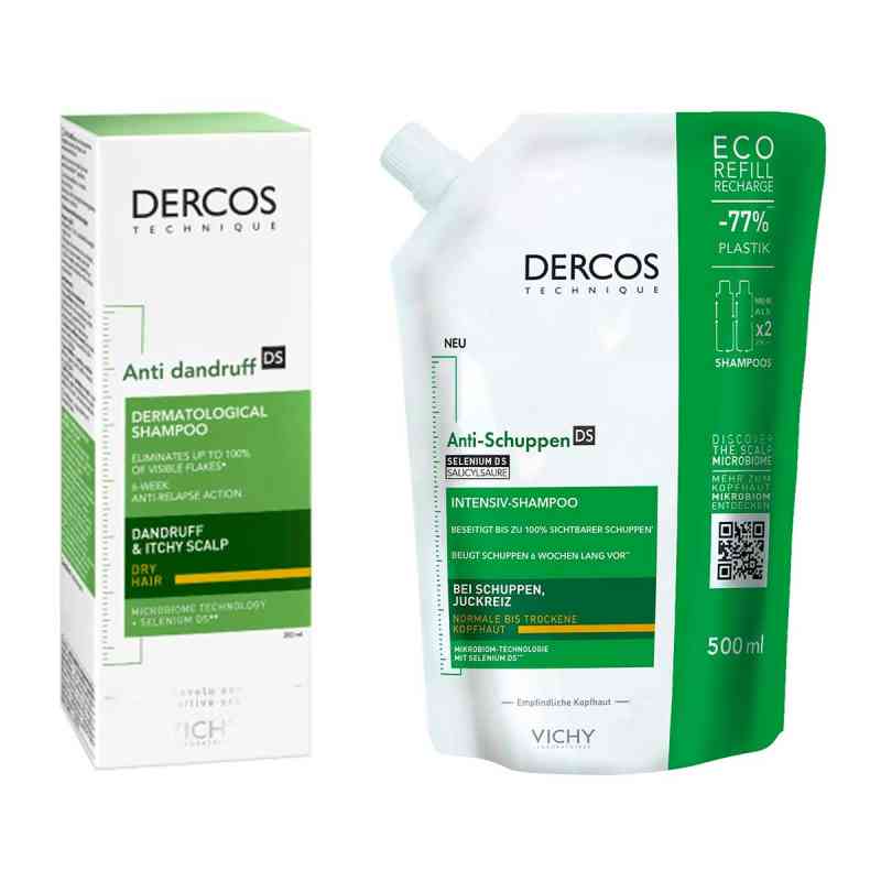 Vichy Dercos Anti-Schuppen Shampoo trock.Kopfhaut+Nachfüllpack 2 Pck von  PZN 08102182