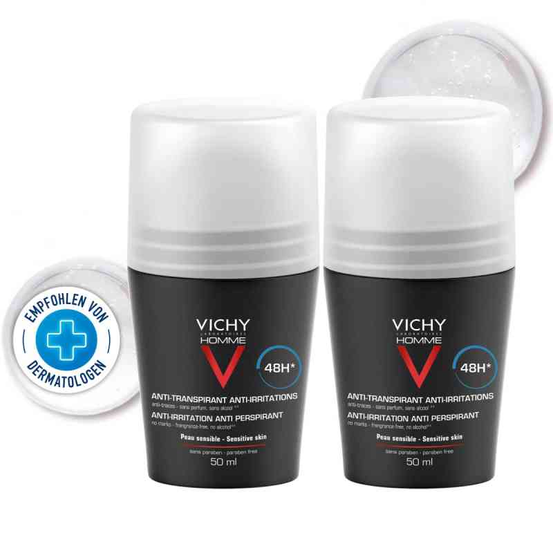 Vichy Homme Deo Roll on für sensible Haut 48h Dp 2X50 ml von L'Oreal Deutschland GmbH PZN 08441910