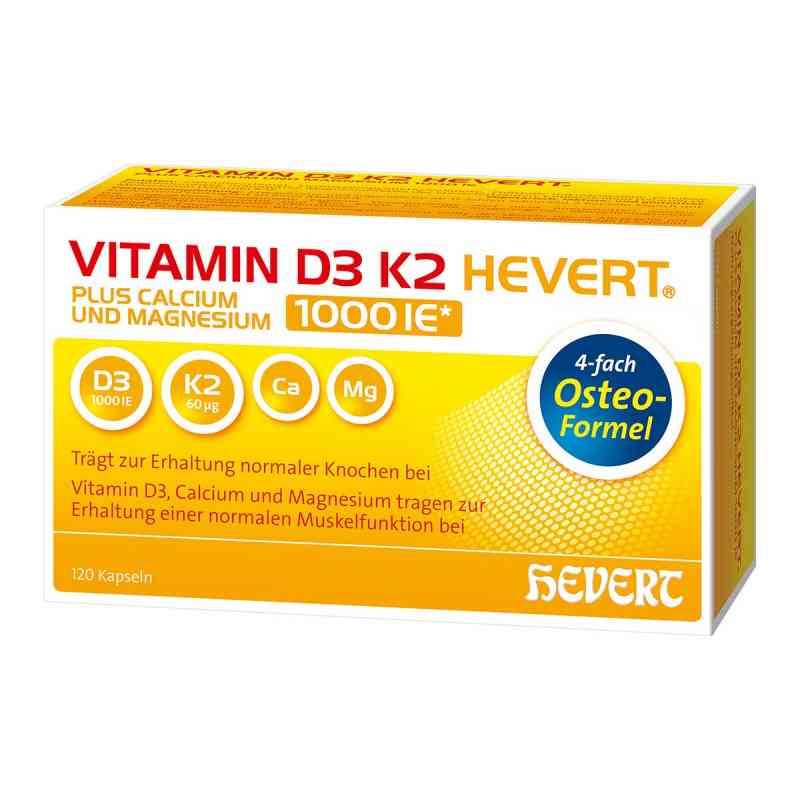 Vitamin D3 K2 Hevert plus Calcium und Magnesium 1000 I.E./2 Kaps 120 stk von Hevert-Arzneimittel GmbH & Co. K PZN 17206734