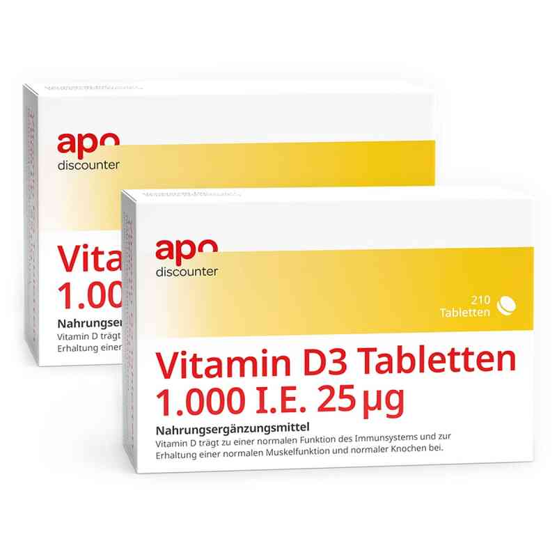 Vitamin D3 Tabletten 1000 I.E. von apodiscounter 2x210 stk von apo.com Group GmbH PZN 08104202