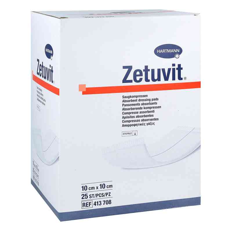 Zetuvit Saugkompresse steril 10x10 cm 25 stk von PAUL HARTMANN AG PZN 02724334