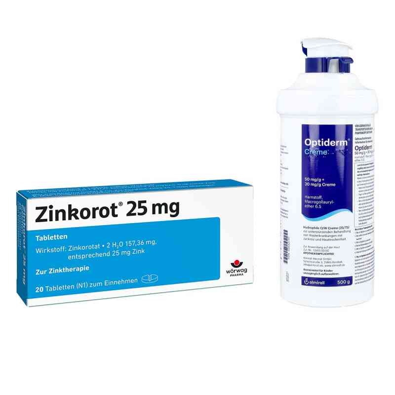 Zinkorot 25 Mg Tabletten + Optiderm Creme Im Spender 1 Set von  PZN 08105418