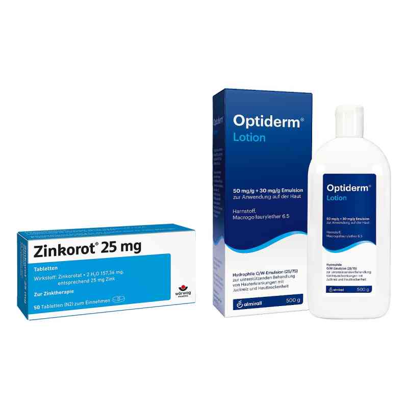 Zinkorot 25 Mg Tabletten + Optiderm Lotion 1 Set von  PZN 08105417