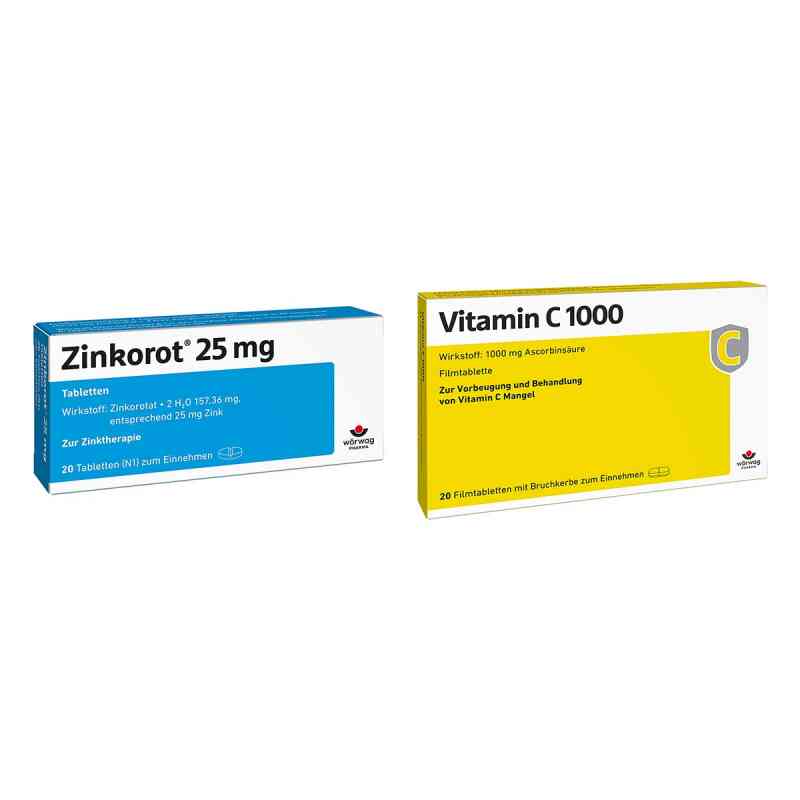 Zinkorot 25 mg + Vitamin C1000 20+20 stk von Wörwag Pharma GmbH & Co. KG PZN 08106488