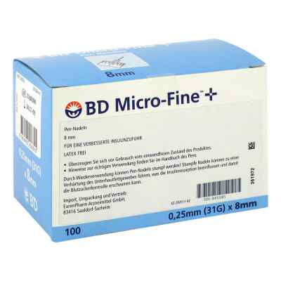 Bd Micro-fine+ 8 Nadeln 100x0,25x8 mm