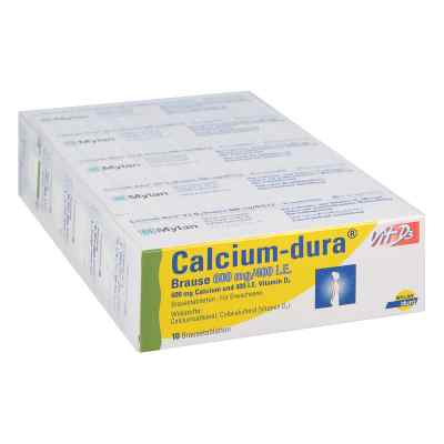 Calcium-dura Vit D3 Brause 600mg/400 internationale Einheiten 50 stk von Mylan Healthcare GmbH PZN 09911625