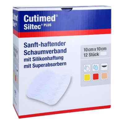 Cutimed Siltec Plus Schaumverb.10x10 cm haftend 12 stk von BSN medical GmbH PZN 10204229