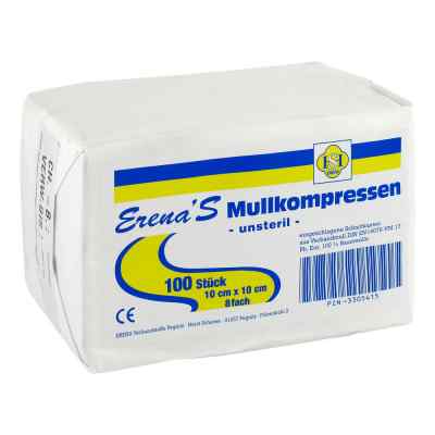 Erena Unsteril Mullkompr.10x10 cm 8fach 100 stk von ERENA Verbandstoffe GmbH & Co. KG PZN 03305415