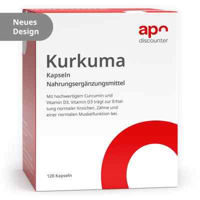 Kurkuma Kapseln mit Vitamin D3 von apodiscounter 120 stk von apo.com Group GmbH PZN 16930089