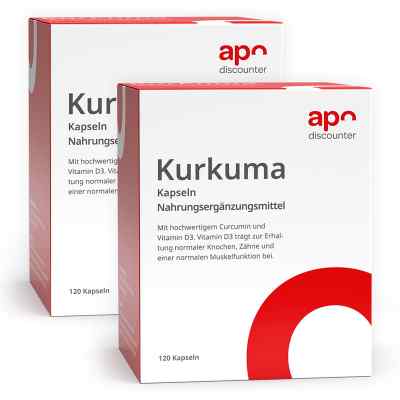 Kurkuma Kapseln mit Vitamin D3 von apodiscounter 2x 120 stk von apo.com Group GmbH PZN 08101853