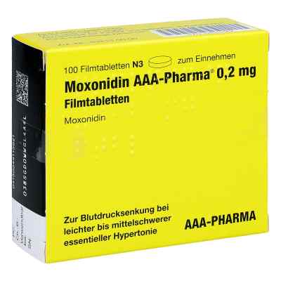 Moxonidin Aaa Pharma 0,2 mg Filmtabletten 100 stk von AAA - Pharma GmbH PZN 04411562