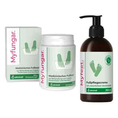 Myfungar Medizinisches Fußbad Granulat + Myfeet Fußpflegecreme 1 Set von  PZN 08107771