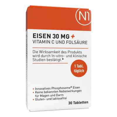 N1 Eisen 30mg + Vitamin C & Folsäure Tabletten