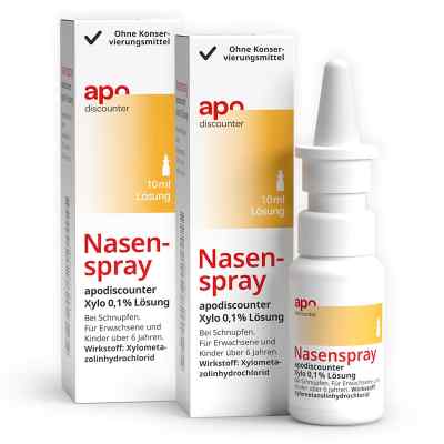 Nasenpray mit Xylometazolin 0,1 % von apodiscounter 2x10 ml von Fairmed Healthcare GmbH PZN 08104037