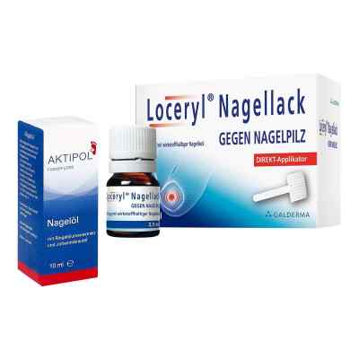 Pflegeset: Loceryl gegen Nagelpilz (2.5ml) und Nagelöl Aktipol 2 stk von  PZN 08101829