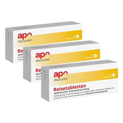 Reisetabletten Dimenhydrinat 50 mg Tabletten gegen Reiseübelkeit 3x20 stk von Apotheke im Paunsdorf Center PZN 08101959