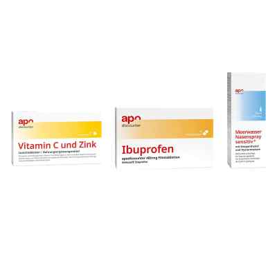 Schnupfen Set - Lutschtabletten + Nasen-Pflegespray + Ibuprofen 
