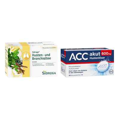 Sidroga Husten- und Bronchialtee + Acc Akut 600 Brausetabletten
