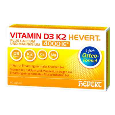 Vitamin D3 K2 Hevert Plus Calcium und Magnesium 4000 IE 60 stk von Hevert-Arzneimittel GmbH & Co. K PZN 18214701