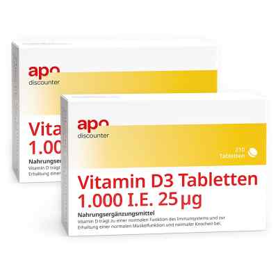 Vitamin D3 Tabletten 1000 I.E. von apodiscounter 2x210 stk von apo.com Group GmbH PZN 08104202