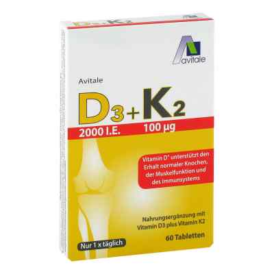 Vitamin D3+K2 2000 internationale Einheiten 60 stk von Avitale GmbH PZN 15434595