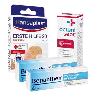 Wundversorgungs-Set mit 2x100g Bepanthen Wund- und Heilsalbe 1 Pck von  PZN 08102104